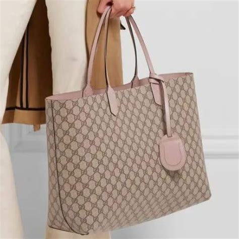 reversible gucci tote pink|Gucci reversible canvas tote.